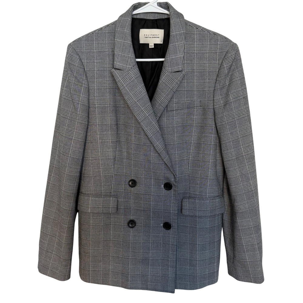 EQUIPMENT Tabitha Simmons Plaid Double‎ Breasted Blazer Jacket Size 10 Preppy